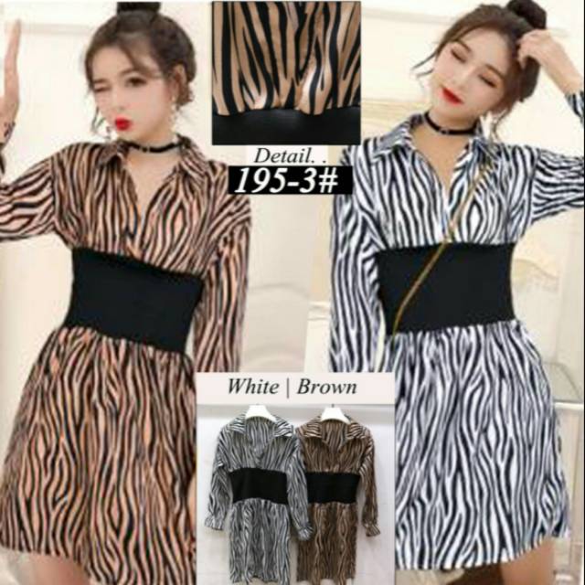 sale Dres motif kombi rip 195-3s motif loreng Bhn saten silk import