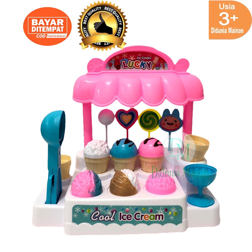 mainan es krim anak perempuan cool lucky ice cream musik dan lampu