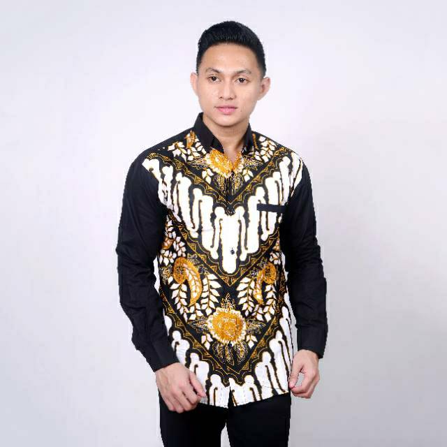 MEN SALE BATIK PRIA SLIM FIT LENGAN PANJANG KOMBINASI HITAM