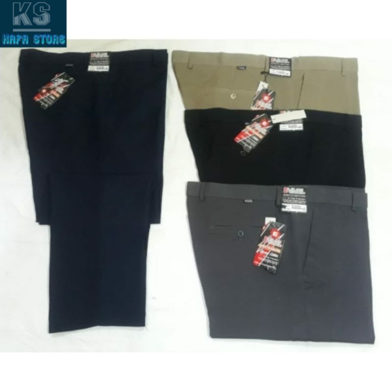 CELANA KANTOR JUMBO PRIA BAHAN TWIST TEBAL HALUS SIZE 39-50 HTAM KREM ABU ABU NAVY