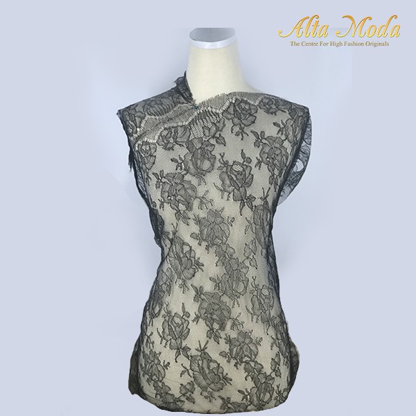 

Alta Moda Brokat Perancis Chantilly Floral Black