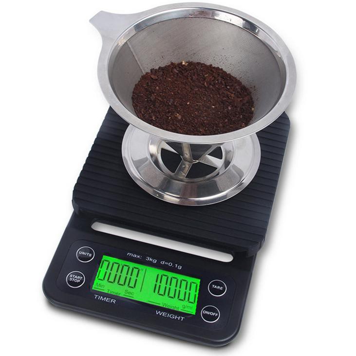 MPro 3/5 Kg 0.1 G Timbangan Dapur Dengan Timer Akurasi Gram Green Led Drip Coffee Scale Dapur Ms-K07 Taffware Digipounds