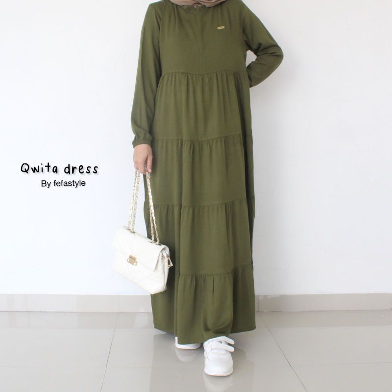 [COD] DRESS RUFFLE BUSUI - QWITA DRESS - BAHAN RAYON TWILL PREMIUM