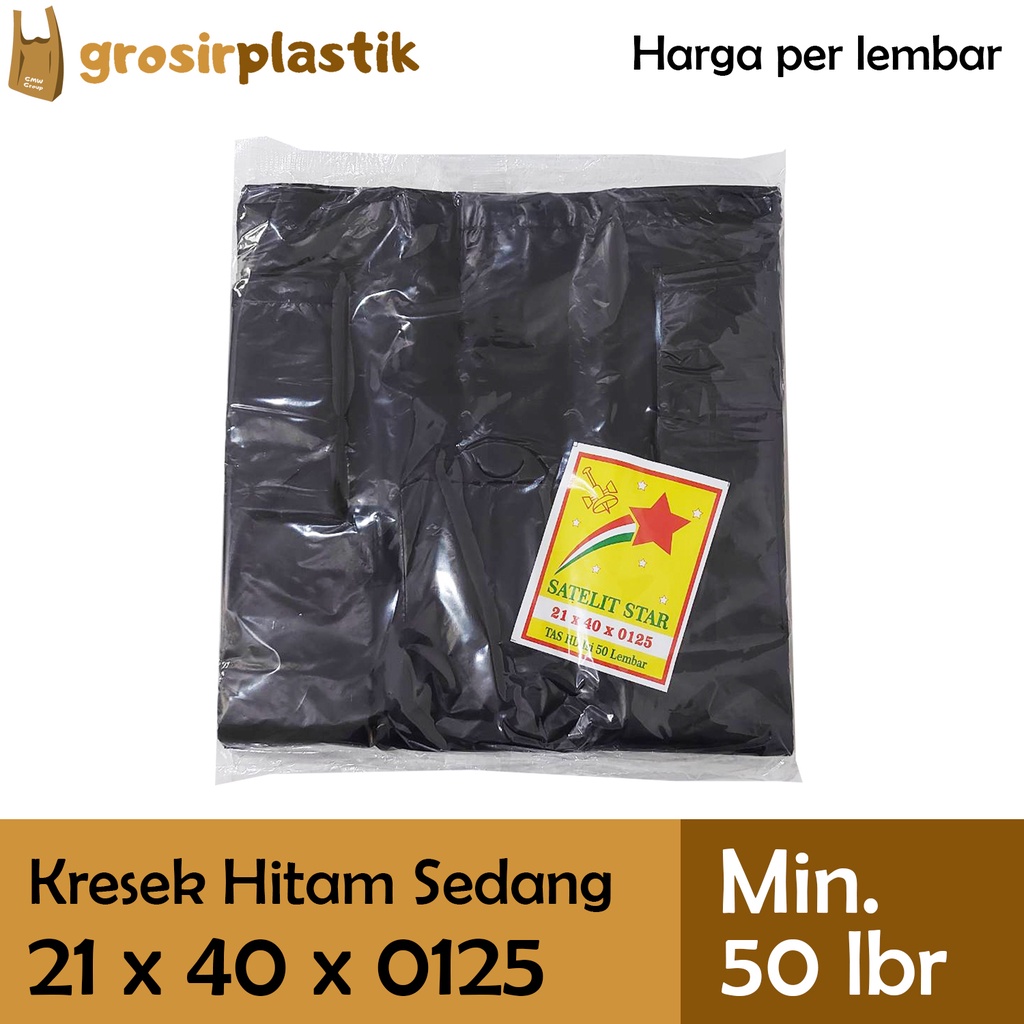 

[LBR] Grosir Plastik Kantong Kresek SATELIT STAR 21 x 40 x 0125 Hitam M008