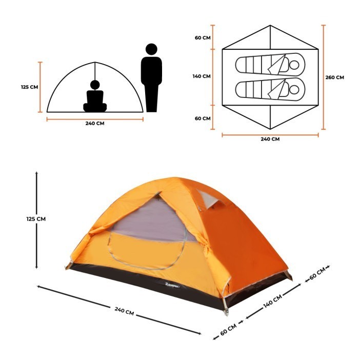 Tenda Camping Kap 2 Orang BESSPORT TENT Double Layer Frame Alloy