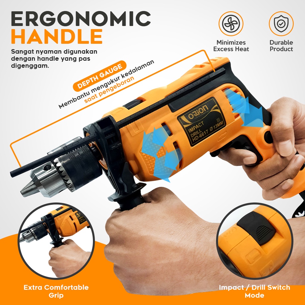 Mesin Bor / Impact Drill Listrik Orion - HD6617P (without BMC box)