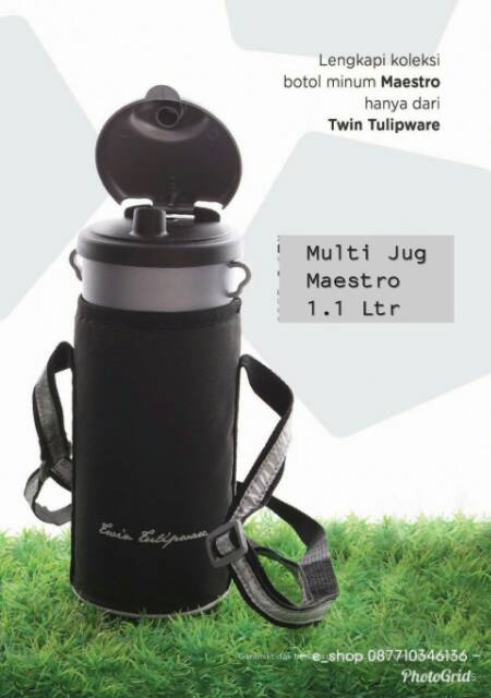 Multi Jug Maestro Botol Minum Jumbo dengan Jaket Sling Bag Tumbler Pria Hitam Grey Alumunium Foil