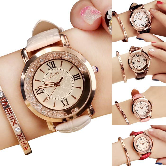 JAM TANGAN WANITA MURAH KOREA UNIK FASHION FLOW DIAMOND QUARTZ