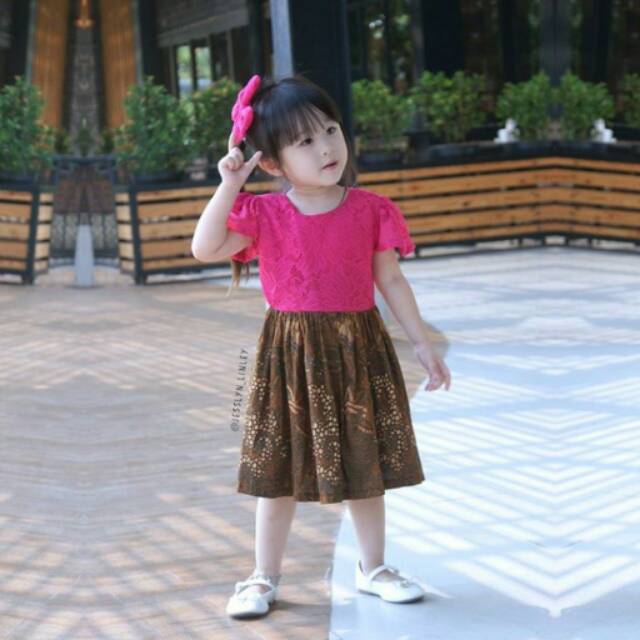 Ethnickidswear Baju Anak Baju Batik Anak Dress Anak Lace Dress Batik Modern Dress Brukat Anak