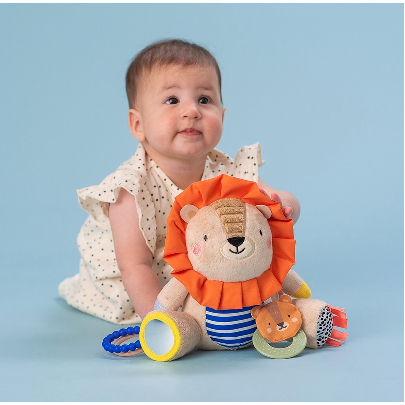 Taftoys Harry The Lion Activity Toy - Taf Toys Plush Toy Doll Texture Pattern Sound Soft Rattle Ring