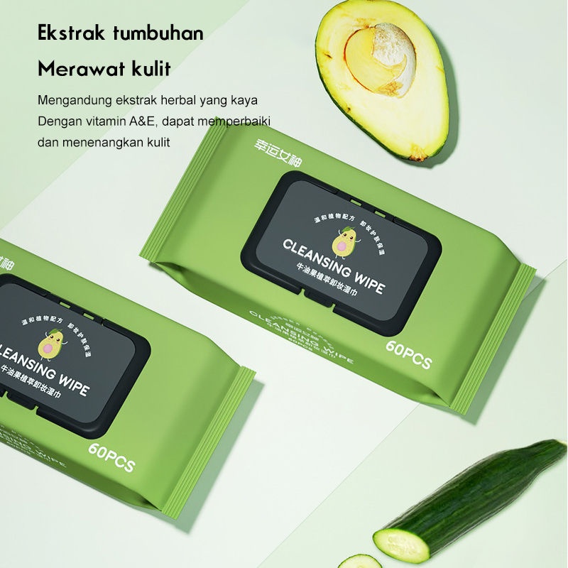 60 pcs Tissue Pembersih Wajah dengan Ekstrak Avocado