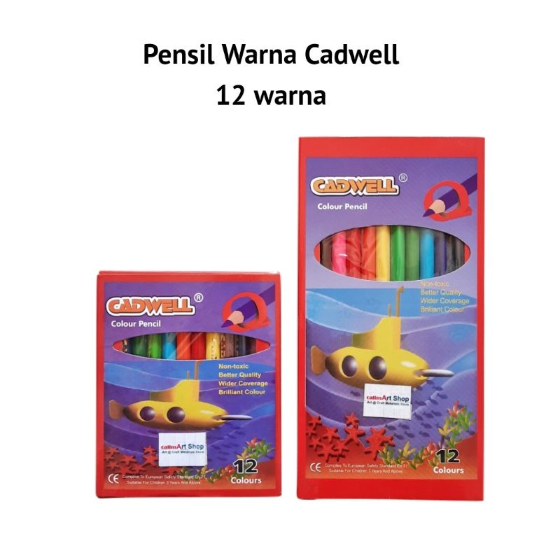 Pensil Warna Cadwell Pendek &amp; Panjang 12 warna