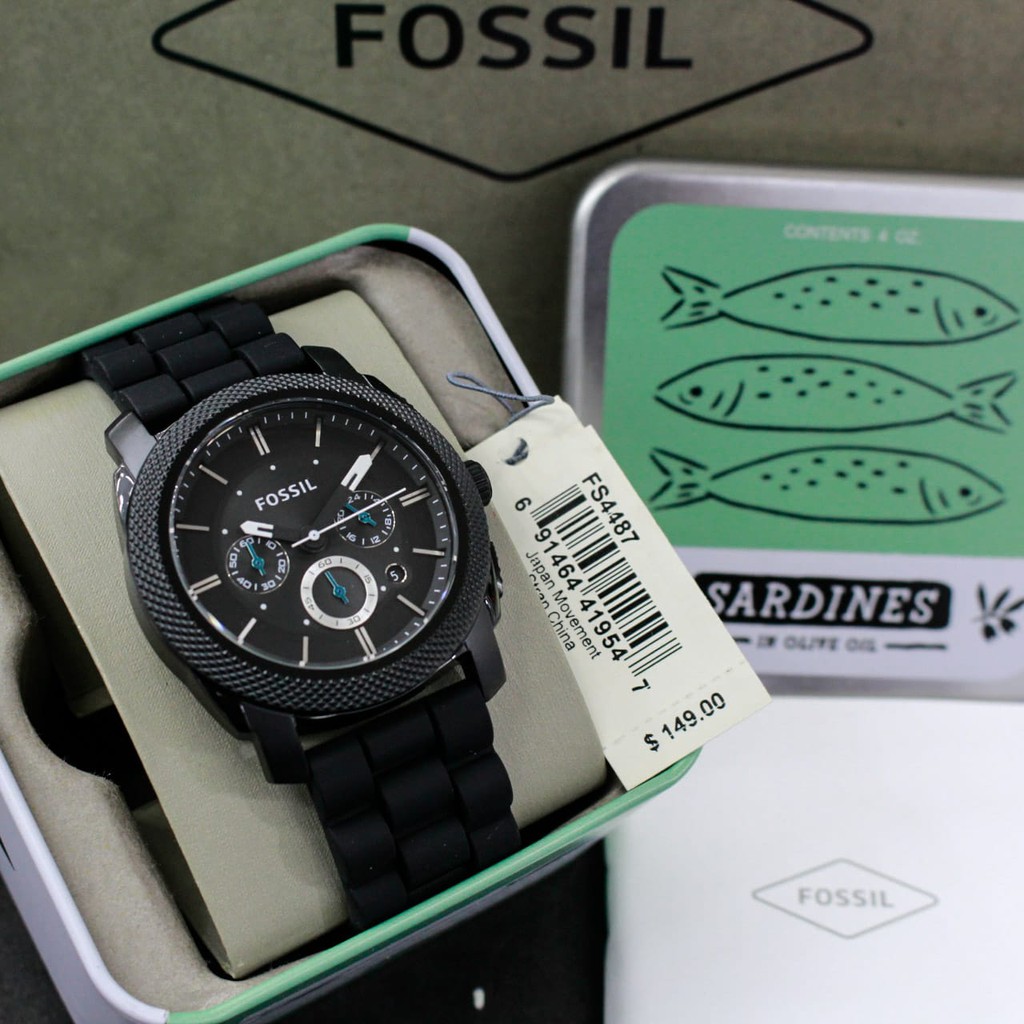 terlaris d=45mm, Fossil FS 4487 Original , stainless steel case, Black Rubber, chronograph stopwatch