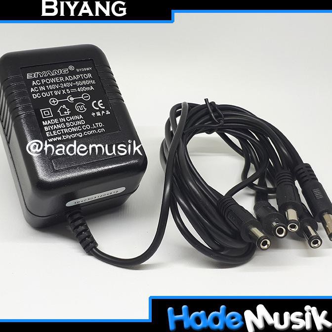 [[BISA COD]] Adaptor Biyang 9V 400maH, Daisy Chain untuk 5 Efek Gitar