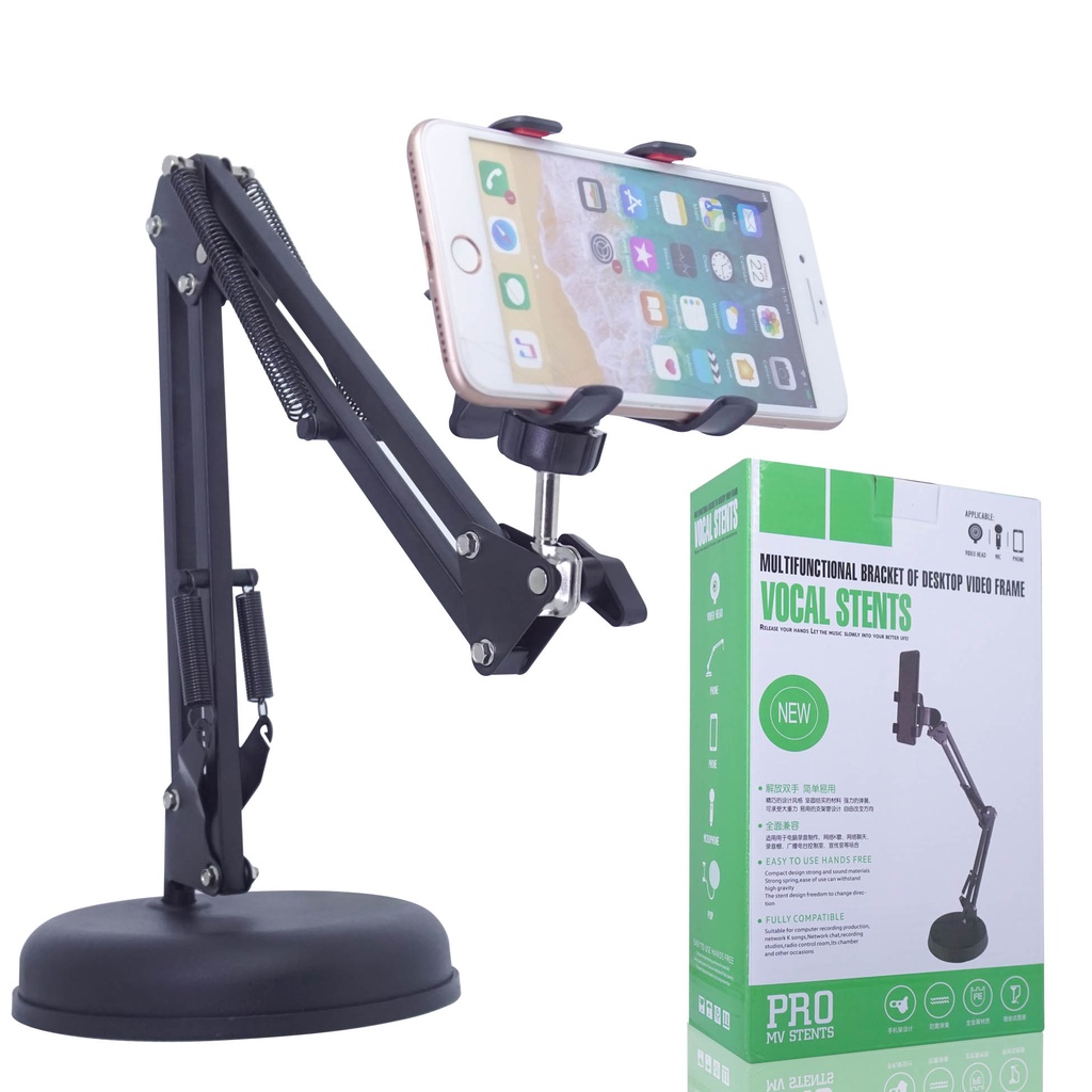 Stand Holder Hp Meja Broadcast Streaming Youtube Tiktok Vlogger Multifungsi Bracket S77 Stand HP Meja Fahrenheit Putar 360 Derajat / Holder Handphone / Dudukan HP / Stand Holding Phone Holder HP Lazypod Tablet Tripot HP-Multifungsi Hp