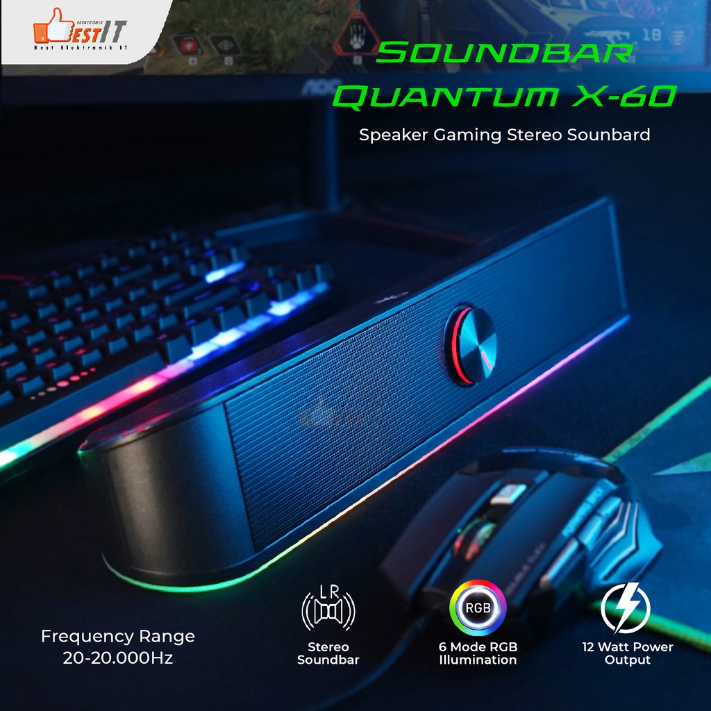 Speaker RGB Gaming Stereo Soundbar Gaming NYK X60 QUANTUM