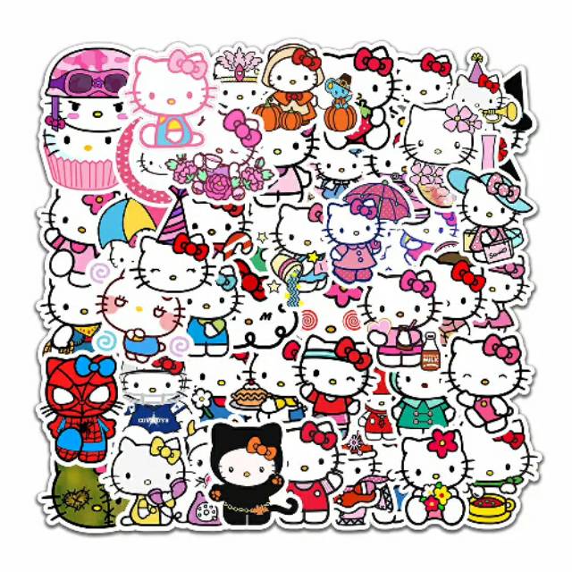  10 pcs STIKER  STICKER  HELLO KITTY LUCU BISA TEMPEL  DI  HP 