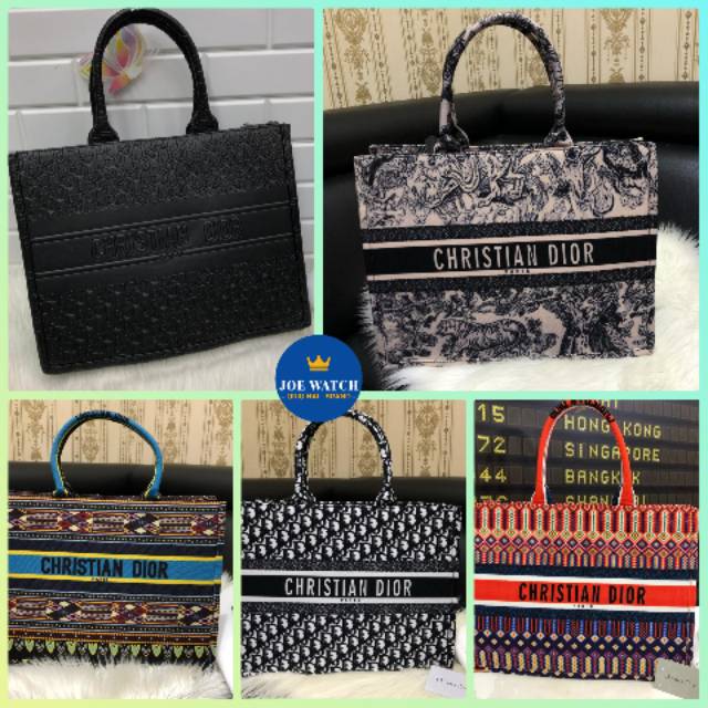 DIOR Tote Book Kanvas dan Kulit