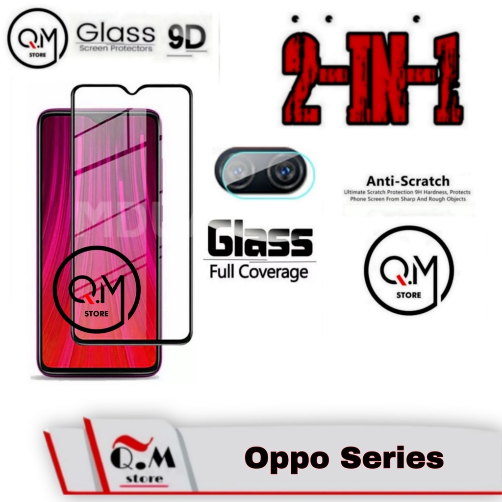 Paket 2 IN 1 Tempered Glass Full Layar Oppo A5s / F9 / A7 / A7X / A12 / A11K / Realme 2 / 2 Pro Anti Gores