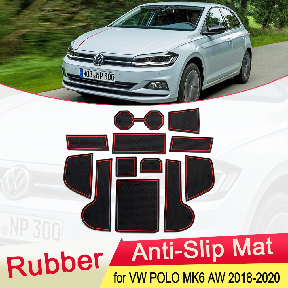 12pcs Pad Karet Anti Slip Untuk Pintu Mobil VW Volkswagen POLO MK6 AW 2018 2019 2020 2021