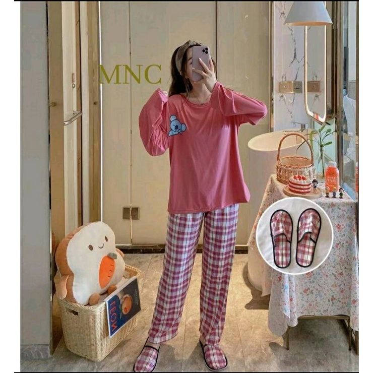 baju tidur import MNC PP bt21 free sendal