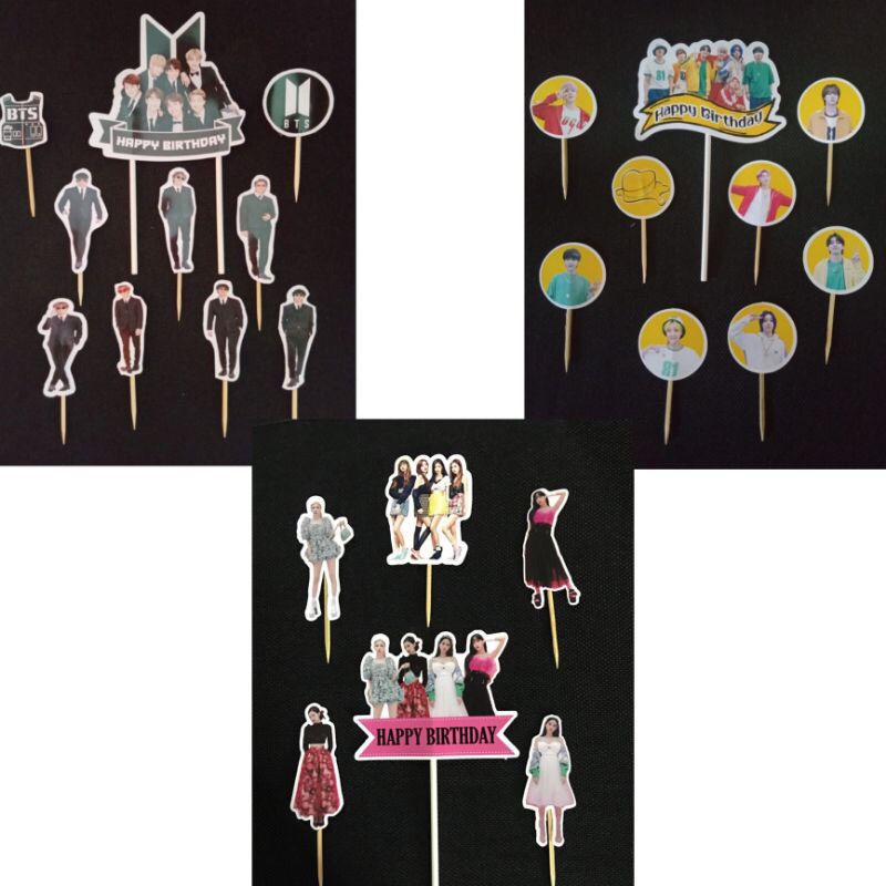 (SKR) Cake Topper kertas BTS,BTS Butter, Balck Pink