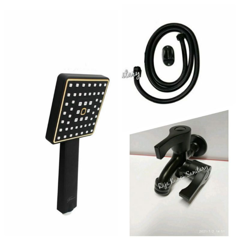 Hand Shower Set Hitam Black/Hand Shower + Kran Hitam/Black/ABS Series