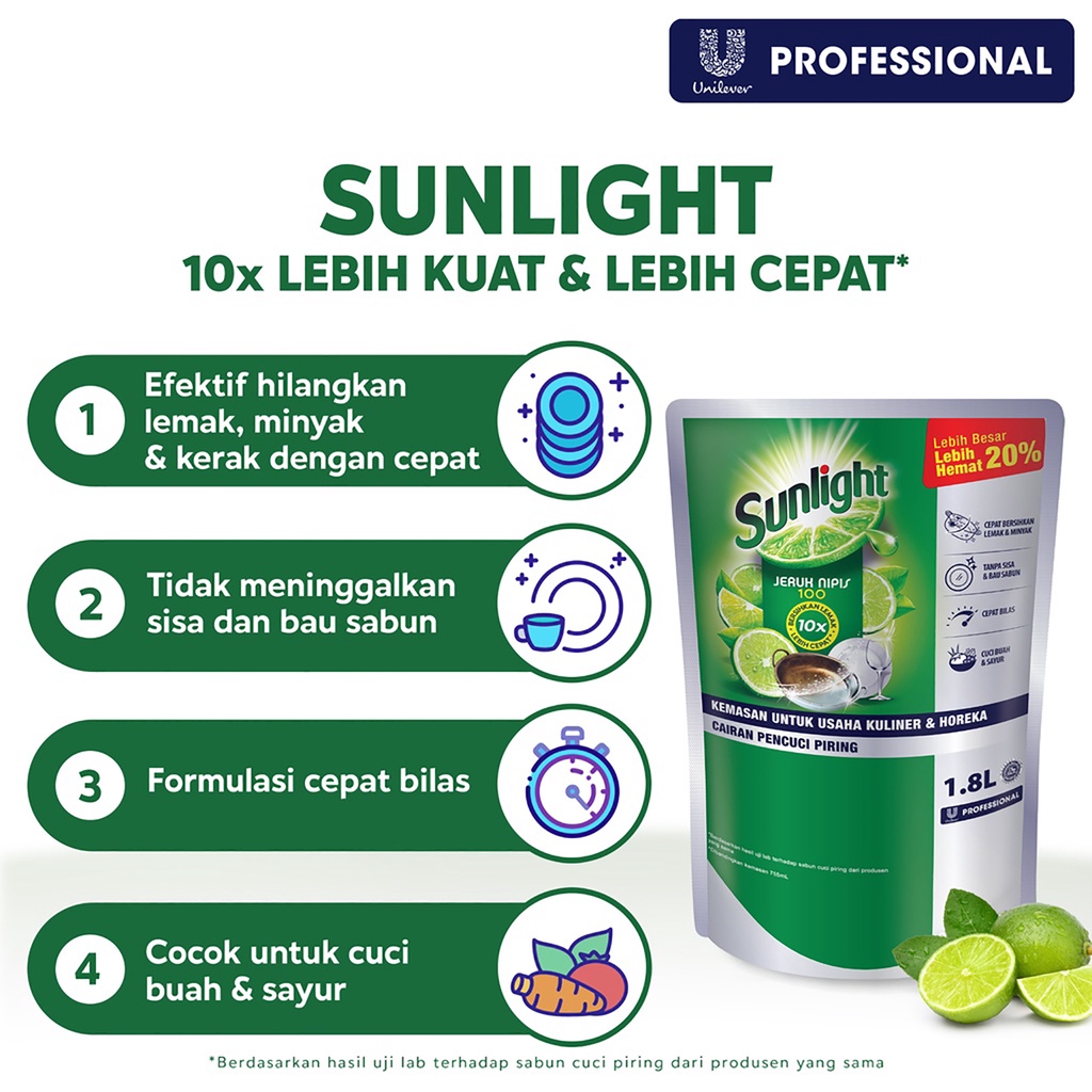 Sunlight Sabun Cuci Piring Jeruk Nipis 10X Bersihkan Lemak Lebih Cepat 560 ML