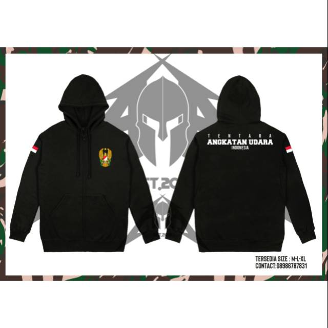 Jaket sweater zipper TNI AD angkatan Darat premi Armor Atribut