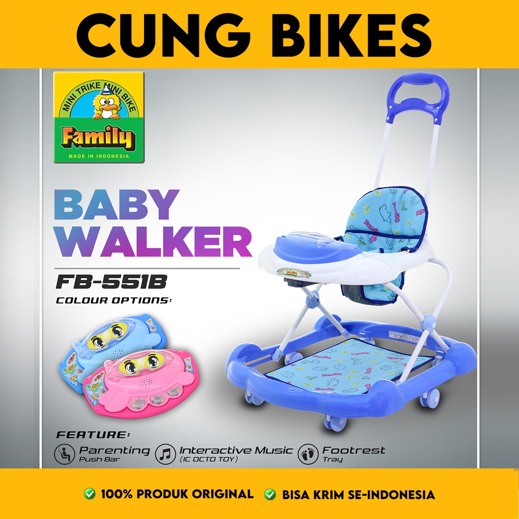 Baby walker Family 551B Mainan anak belajar jalan bayi dorongan musik tatakan kaki