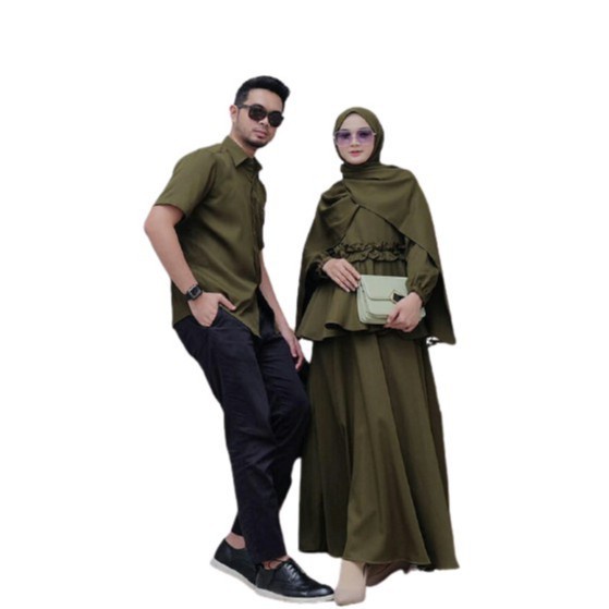 Dalmi Couple Baju Couple Pasangan Baju Lebaran Long Dress Muslim Kemeja Polos Pria