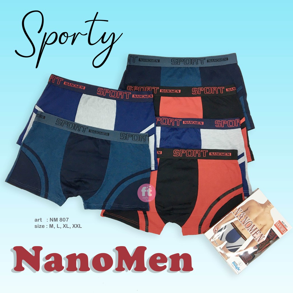 NANOMEN | Celana Dalam Boxer Pria / Celana Dalam Segi4 Pria / art NM 807