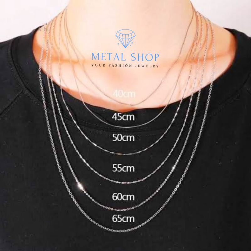 Kalung Titanium Pria Wanita Anti Karat Variasi 2 Warna Original Model Kotak