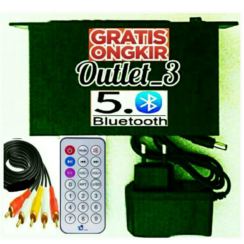 Kit Modul MP3 USB Bluetooth Mini Player Box Siap pakai lengkap Adaptor 12V + Kabel Aux RCA +Antena t