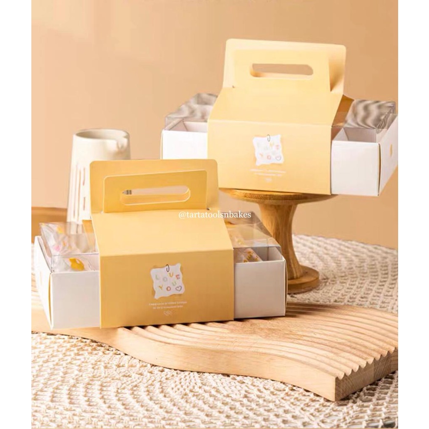 (5SET) Kotak Mika Cookies Cake Sekat Motif | Gagang | Tenteng (8 sekat) 20x12x6cm