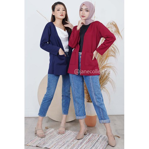 JANE COLLECTION || Outerwear Blazer Wanita Scuba XL Vina Blazer Hitam Wanita Formal Putih LD100