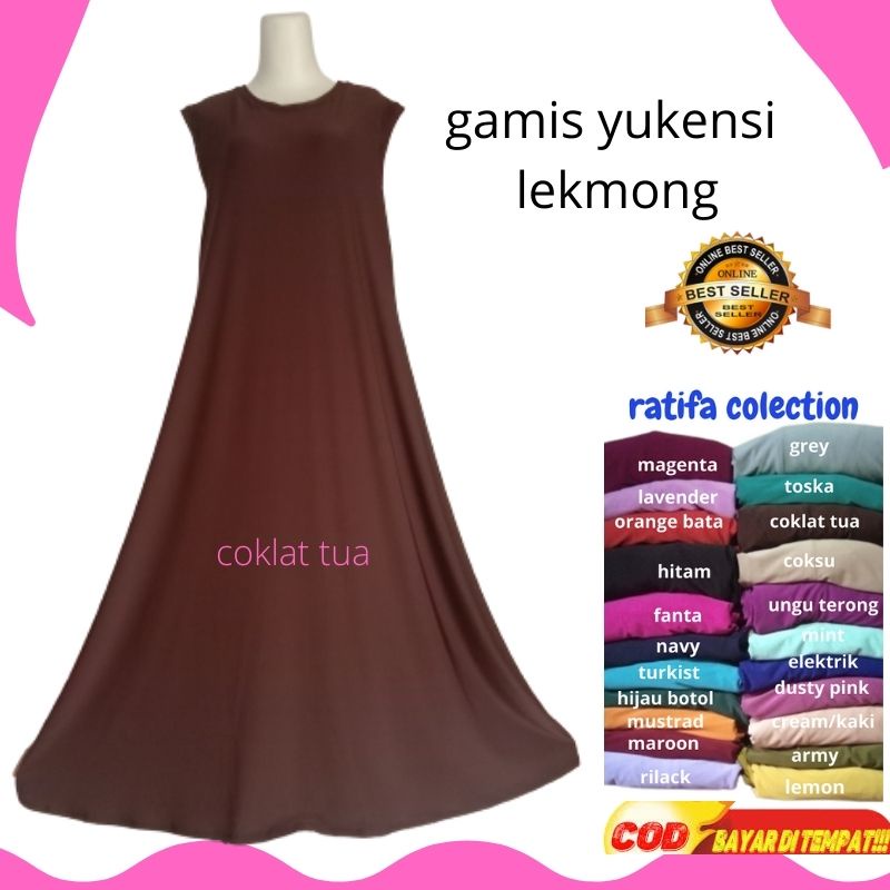 Gamis JERSEY Tanpa Lengan Yukensi Kutung All Size xl/Inner jersey buntung.By Ratifa Collection