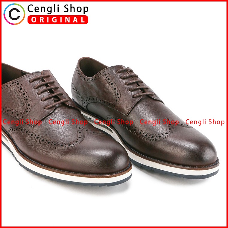 SEPATU OBERMAIN PRIA ORIGINAL PANTOFEL CASUAL KULIT ASLI COKLAT OM09