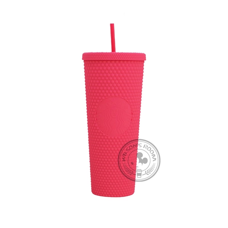 Starbucks Tumbler Studded Bling Pink Ruby Matte Cold Cup Venti 24oz Barbie