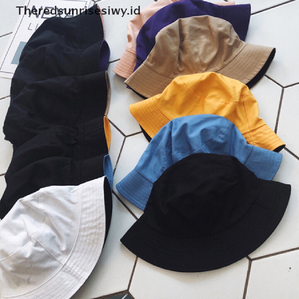 (Theredsunrisesiwy.Id) Topi Bucket Pria / Wanita Bahan Katun Untuk Memancing / Pantai Fisher