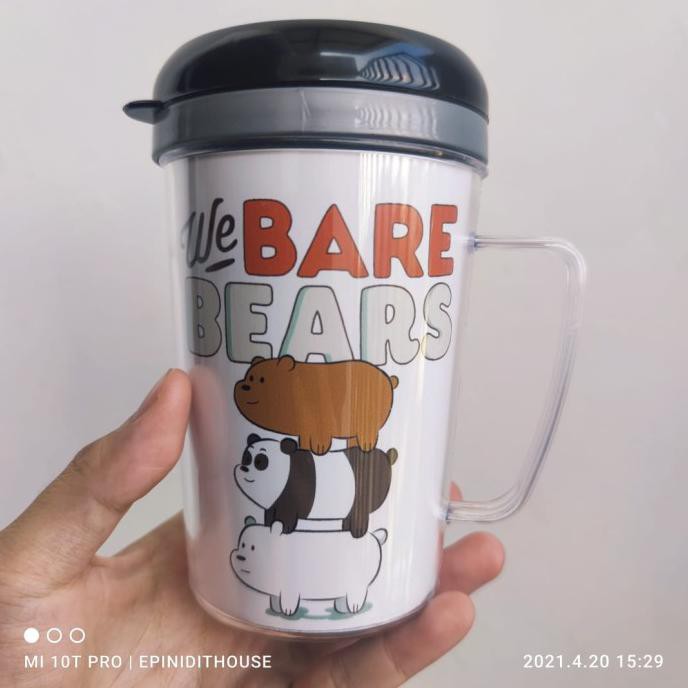 Unik We Bare Bear Tumbler Kecil Botol Minum Mug Cangkir Plastik Anak Kartun Gilaa