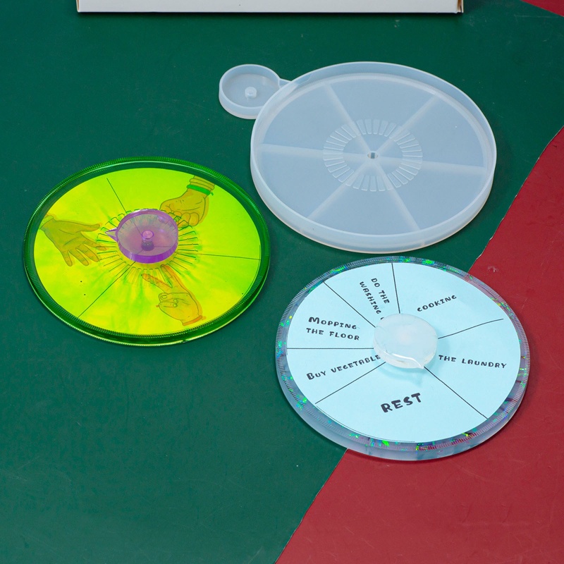 SIY  Turntable Mold with Bearings Round Card Paper Lucky Turntable Game Resin Epoxy Casting Mold for Couple Diy Making Crafts