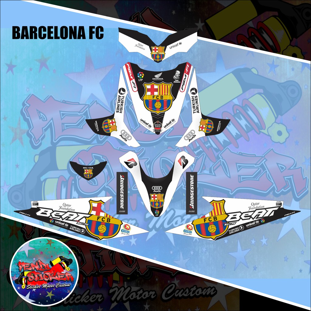 DECAL STICKER HONDA BEAT KARBU BARCELONA HITAM PUTIH