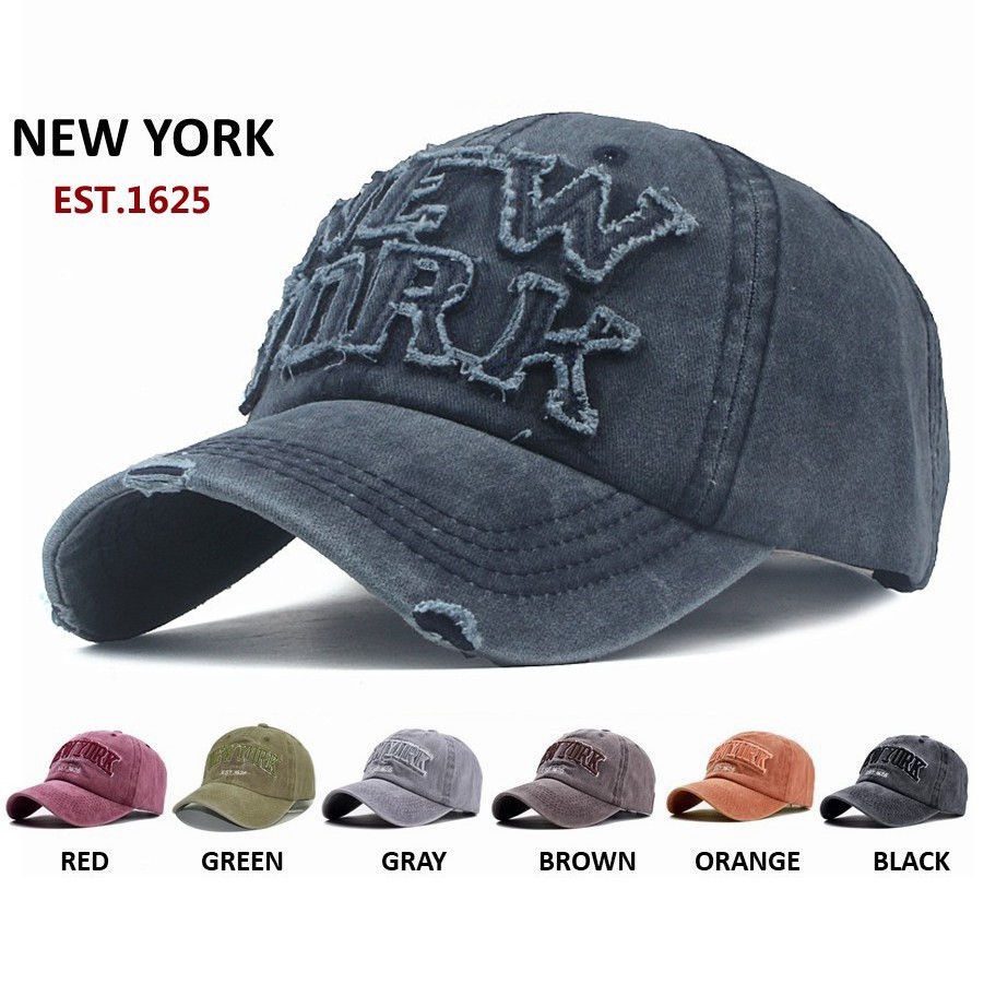 Topi Baseball Adjustable Motif Bordir New York Themed Gaya Hip Hop Untuk Pria Dan Wanita