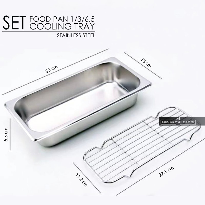 Cooling Tray SET Food Pan 1/3 Tatakan Saringan Peniris Minyak Panggangan Multifungsi Medium Large