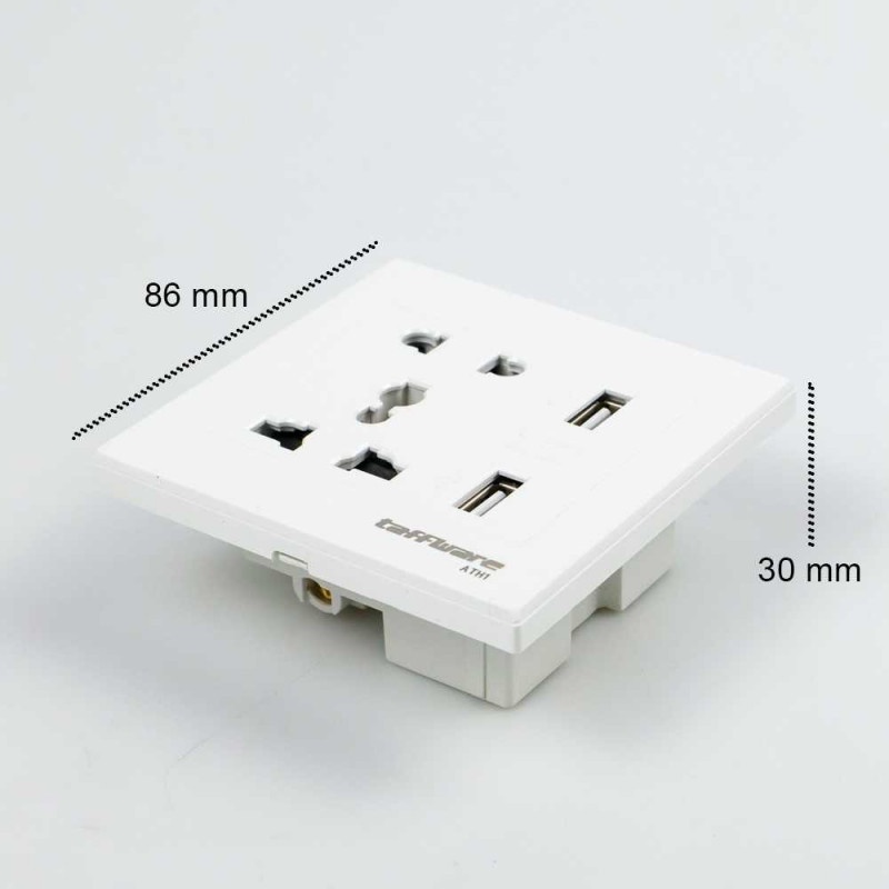 Stop Kontak Universal Colokan Dinding UK EU US 2 USB Port Taffware