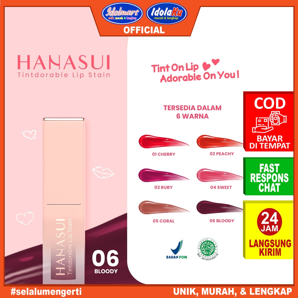 IDOLAKU Hanasui Tint Lip Stain 06 Bloody