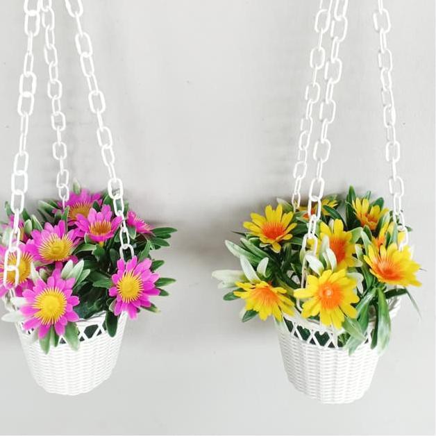 ₧@ BUNGA PLASTIK ARTIFICIAL.BUNGA PALSU POT GANTUNG POT JUNTAI POT BUNGA - Kuning