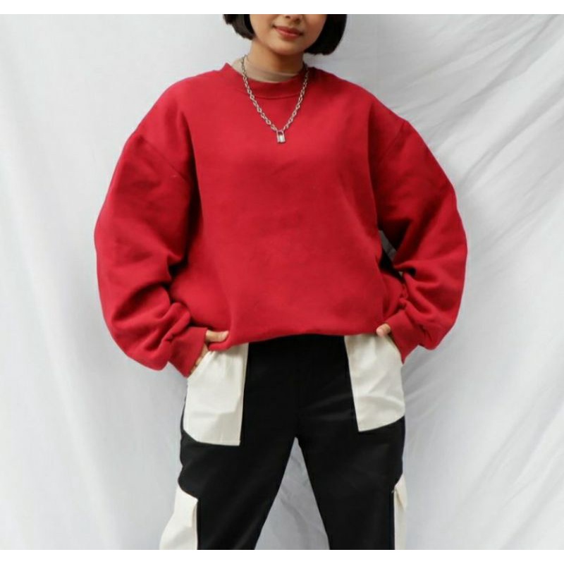 sweater tangan balon warna fuscia terbaru (balon)