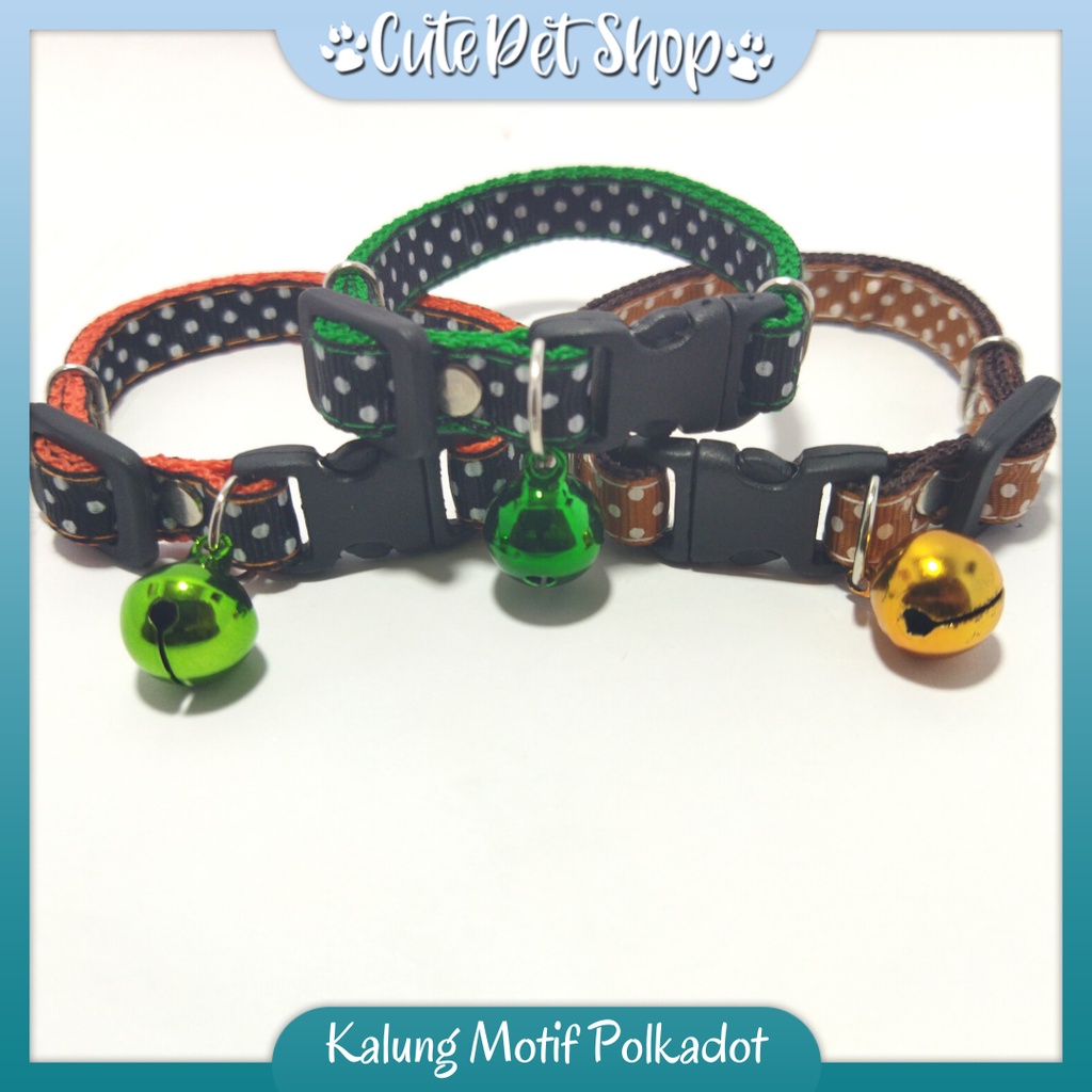 Kalung Kucing Lucu Motif Polkadot Lonceng Warna / Kalung Kucing Lucu / Kalung Kucing Berkualitas